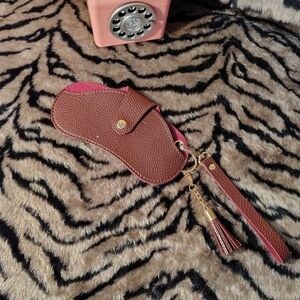 Brown Leather Tassel Keychain